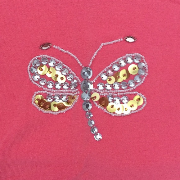Coral Petite Sophisticate Dragonfly Sequin shirt - Picture 2 of 4